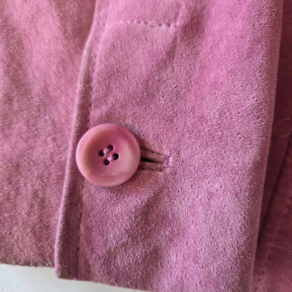 Size 12 Liz Claiborne Rose Color Button Front Sued Jacket/Blazer - Picture 5 of 10
